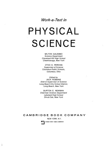 Work-a-text in physical science (Cambridge work-a-text)  