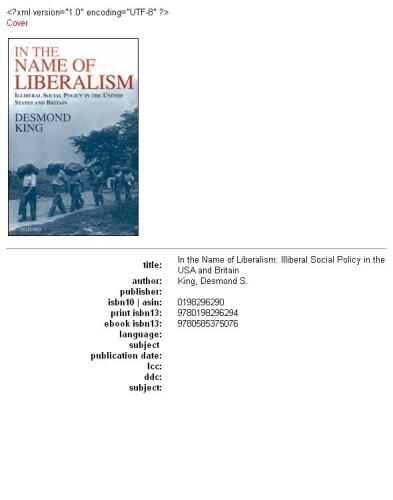 In the name of liberalism: illiberal social policy in the USA and Britain  