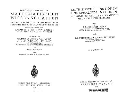 Mathieusche Funktionen und Sphaeroidfunctionen