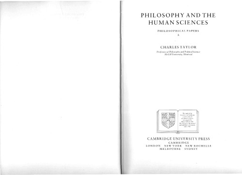 Philosophy and the Human Sciences: Philosophical Papers: Volume 2  