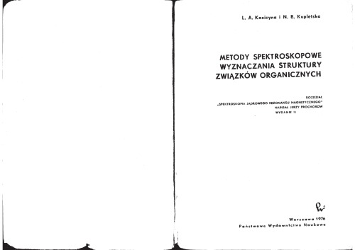 Metody Spektroskopowe Wyznaczania Struktury Związków Organicznych  