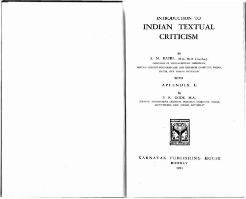 Introduction to Indian Textual Criticism