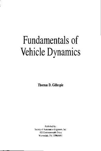 Fundamentals of Vehicle Dynamics