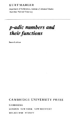 p-adic numbers and their functions