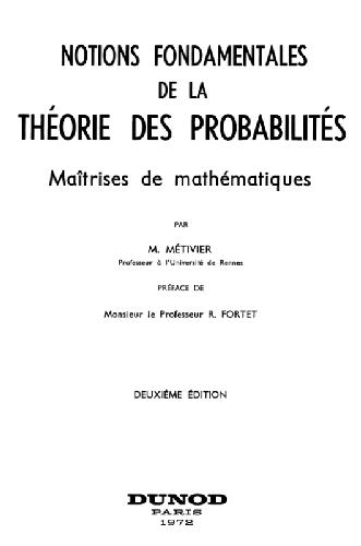 Notions fondamentales de la theorie des probabilites