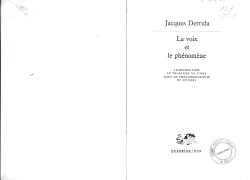 La voix et le phénomène  