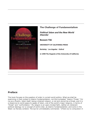 The Challenge of Fundamentalism: Political Islam and the New World Disorder  