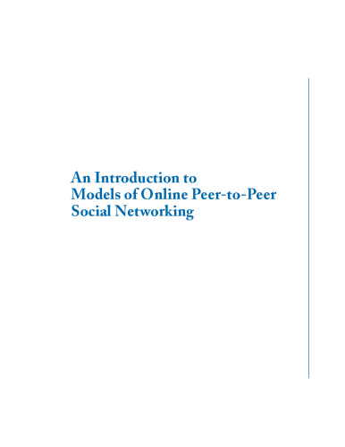 An Introduction to Models of Online Peer-to-Peer Social Networking