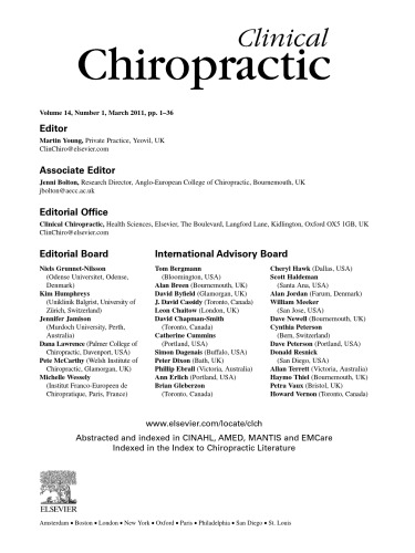 Clinical Chiropractic- Volume 14, Issue 1 (March 2011)  