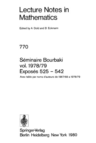 Seminaire Bourbaki vol 1978 79 Exposes 525-542