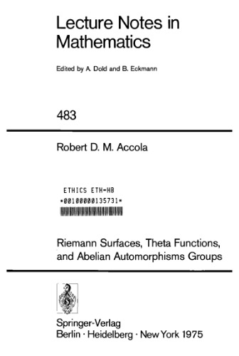 Riemann Surfaces. theta functions, and abelian automorphisms groups