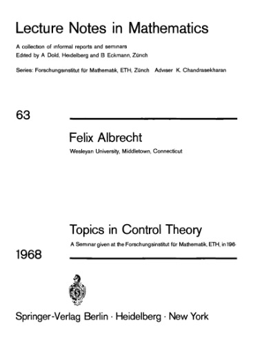 Topics in Control Theory