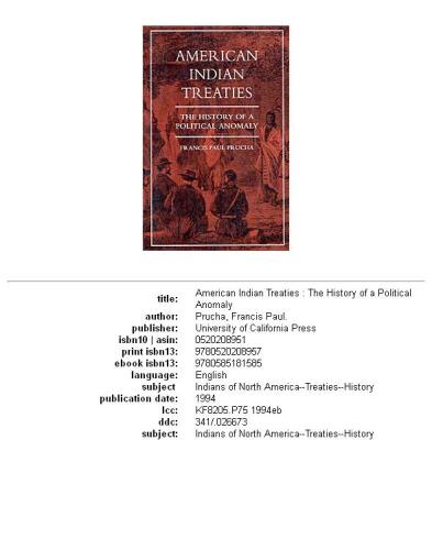 American Indian treaties: the history of a political anomaly  