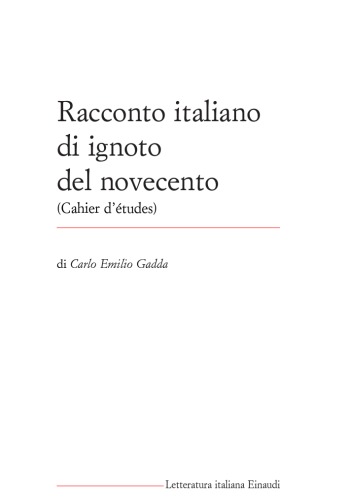 Racconto italiano di ignoto del novecento  