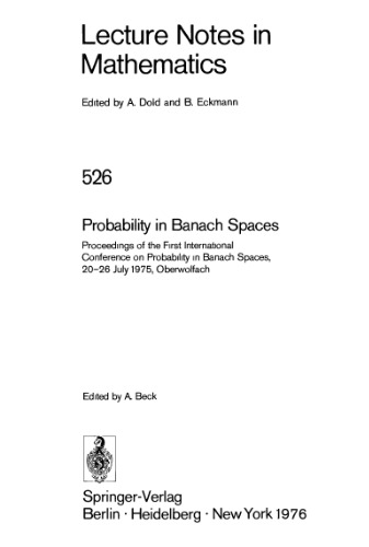 Probability in Banach Spaces