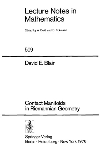 Contact Manifolds in Riemannian Geometry