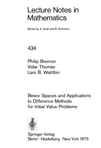 Besov Spaces and Applications to Difference Methods for Initial Value Problems