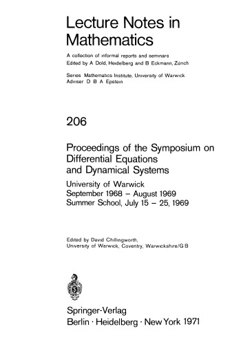 Proceedings of the Symposium on Differential Equations and Dynamical Systems