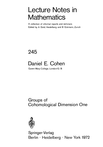 Groups of Cohomological Dimension One