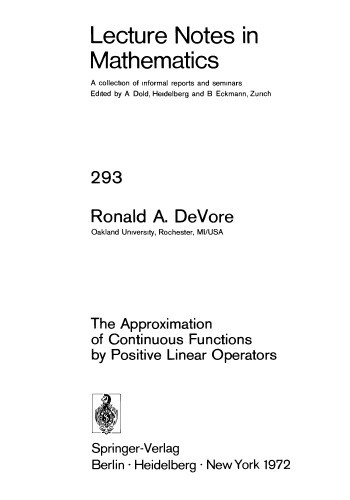 The Approximation of Continuous Functions by Positive Linear Operators