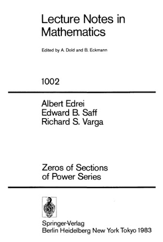 Zeros of Sections of Power Series