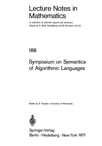 Symposium on Semantics of Algorithmic Languages