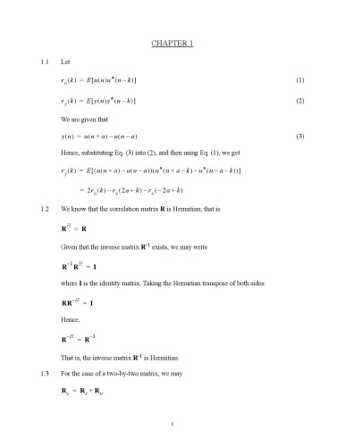 Adaptive Filter Theory Solution manual only (4th Edition)