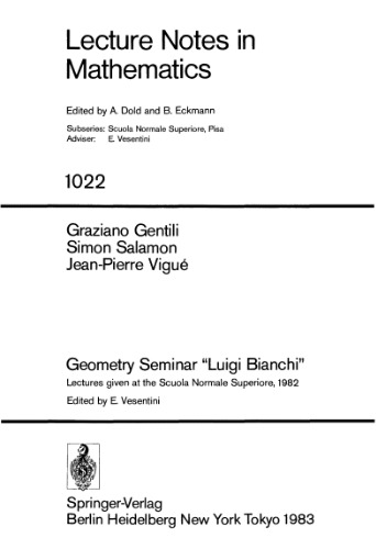 Geometry Seminar Luigi Bianchi