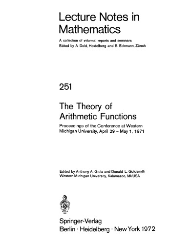 The Theory of Arithmetic Functions