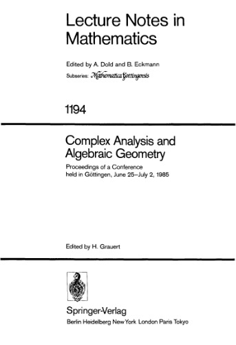 Complex Analysis and Algebraic Geometry. Proc. conf. Gottingen, 1985