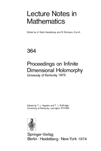 Proceedings on Infinite Dimensional Holomorphy