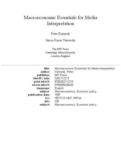 Macroeconomic essentials for media interpretation  