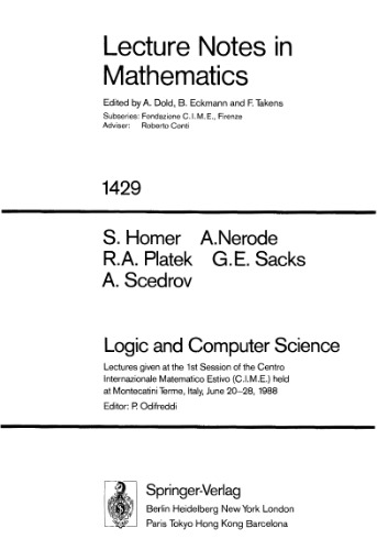 Logic and computer science: lectures given at the 1st session of the Centro internazionale matematico estivo