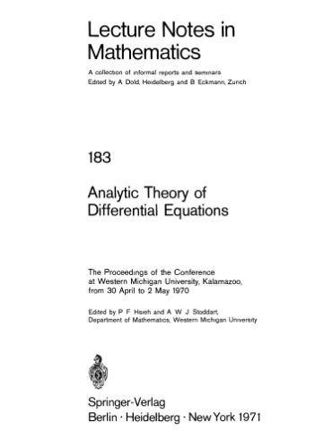 Analytic Theory of Differential Equations