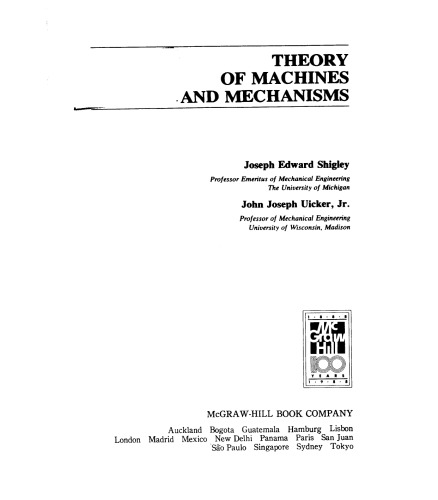 Theory of Machines and Mechanisms (McGraw-Hill series in mechanical engineering)  