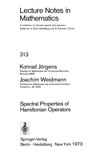 Spectral Properties of Hamiltonian Operators