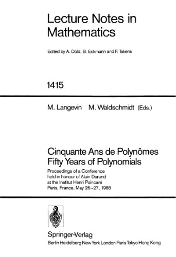 Cinquante Ans de Polynomes Fifty Years of Polynomials. Proc. conf. Paris, 1988