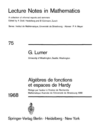 Algebres de fonctions et espaces de Hardy