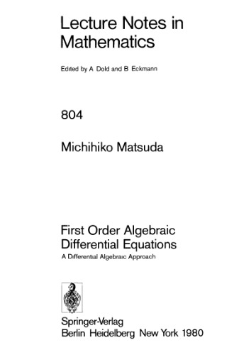 First Order Algebraic Differential Equations