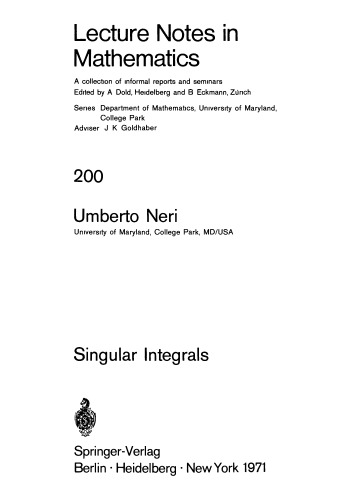 Singular Integrals