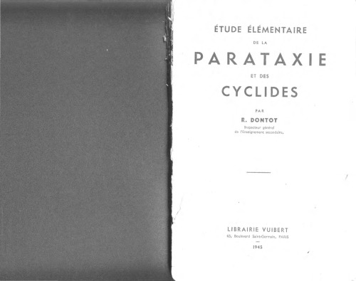 Étude élémentaire de la parataxie et des cyclides  