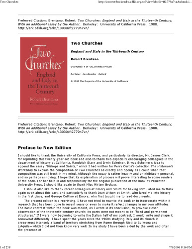 Two Churches: England and Italy in the Thirteenth Century, With an additional essay by the Author.  