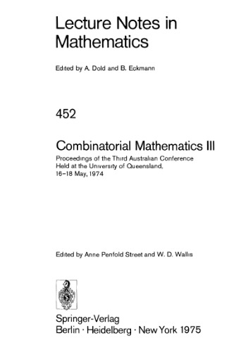 Combinatorial Mathematics III