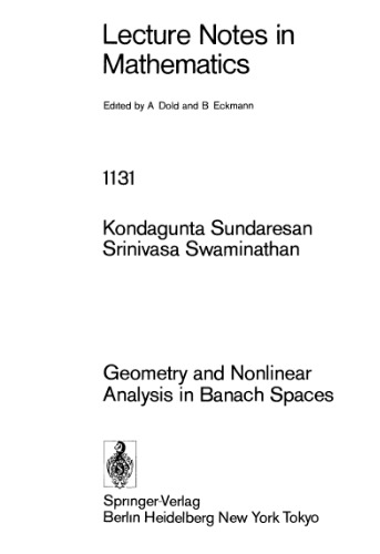 Geometry and Nonlinear Analysis in Banach Spaces