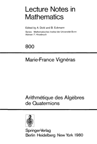 Arithmetique des algebres de quaternions