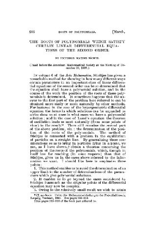 Roots of polynomials that satisfy diff. equations of second order