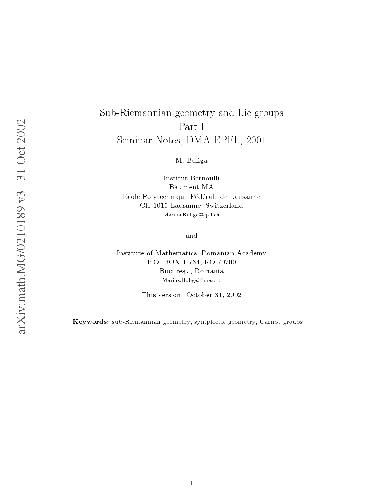 Sub-Riemannian geometry and Lie groups