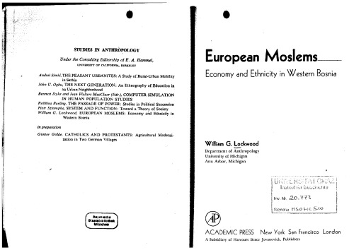 European Muslims: Economy and Ethnicity in Western Bosnia