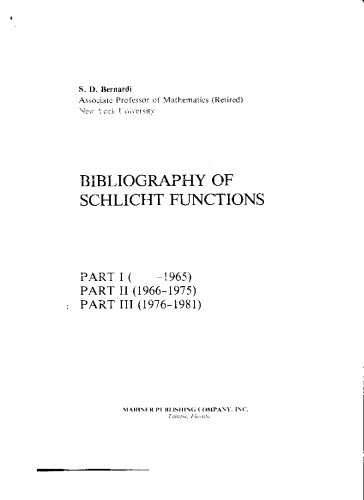 Bibliography of Schlicht Functions  