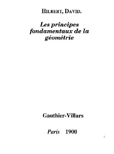 La principes fondamentaux de la geometrie